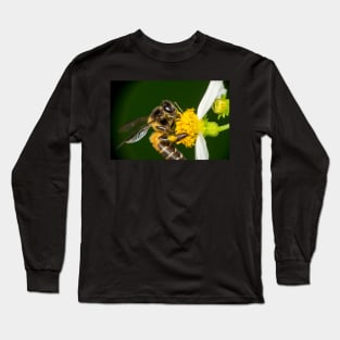 Unique and organic photo of a pollinated bee on a flower Long Sleeve T-Shirt